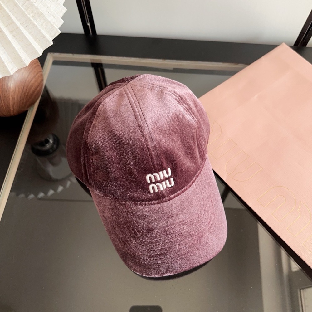 Miu Miu Velvet Baseball Cap in Mauve